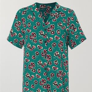 The Kooples Rock Roses Teal Floral Button-Down Shirt